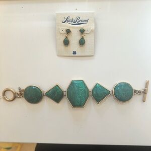 NWT Lucky Brand Green Malachite Bracelet and Earrings Set